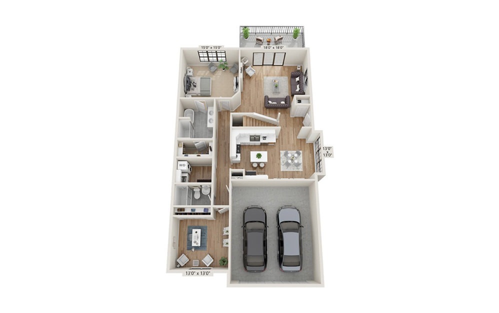 The Waldorf - 4 bedroom floorplan layout with 3 bathrooms and 2510 square feet (Floor 1)